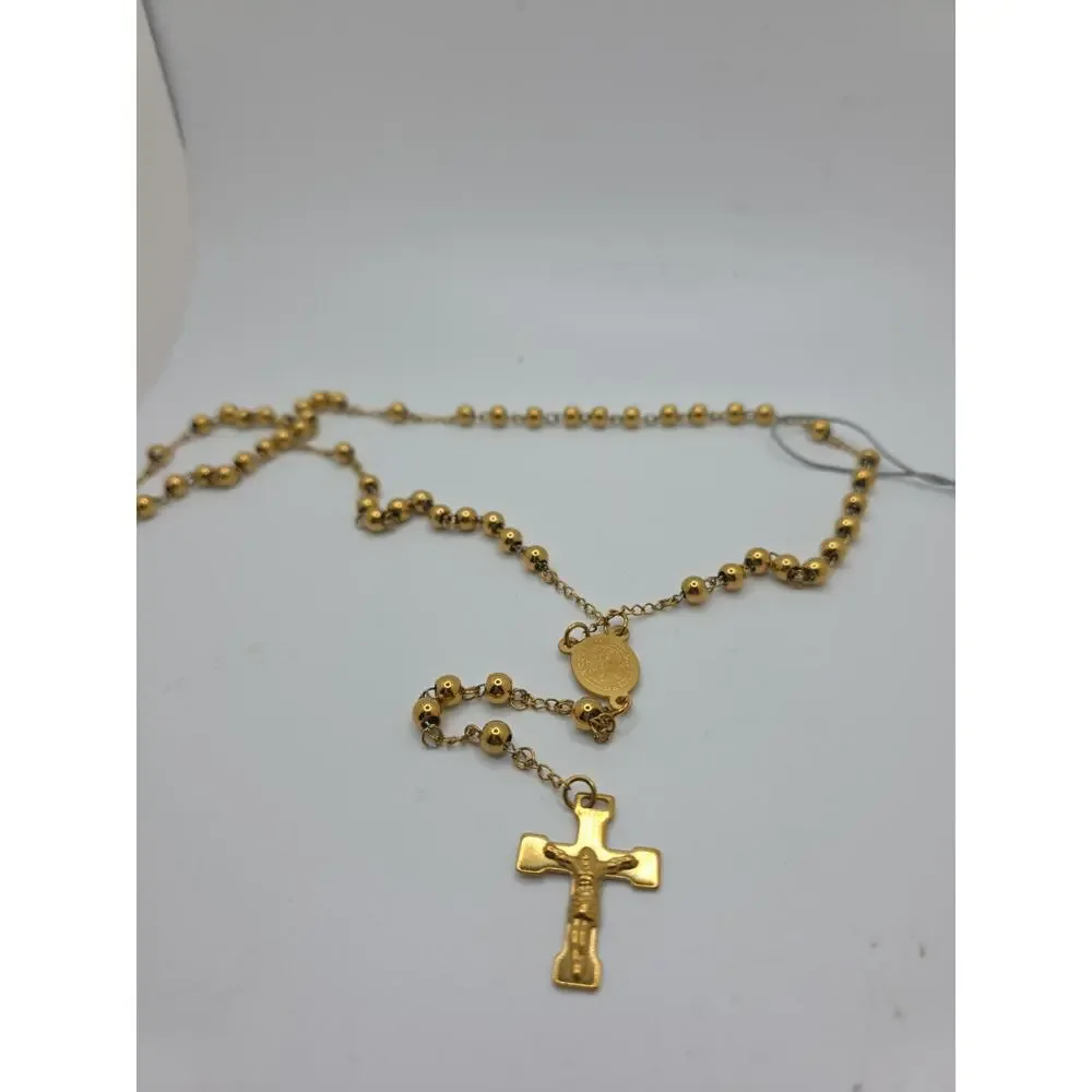 Steeltime Mens 18k Gold-Plated Gold Tone Rosary Chain